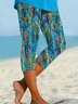 Damen Abstrakt Elastische Taille Retro Sommer Caprihosen Leggings