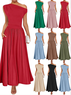 Damen Unifarben Kurzarm Sommer Kleid Asymmetrisch Täglich Lässig Maxikleid Tunika A-Linien-Kleid