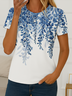 Damen Geblümt Kurzarm T-Shirts T-Shirt Rundhals Print Lässig Sommer T-Shirt mit Grafik Oberteile