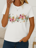 Damen Geblümt Kurzarm T-Shirts T-Shirt Rundhals Print Lässig Sommer T-Shirt mit Grafik Oberteile