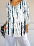 Damen Gestreift Dreiviertelärmel T-Shirts T-Shirt V-Ausschnitt Print Lässig Frühling/Herbst T-Shirt mit Grafik Oberteile