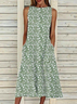 Damen Geblümt Ärmellos Sommer Print Kleid Rundhals Täglich Lässig Maxikleid Passen & Flare Kleid H-Linie Kleid