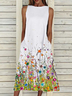 Damen Geblümt Ärmellos Sommer Print Kleid Rundhals Täglich Lässig Maxikleid Passen & Flare Kleid H-Linie Kleid