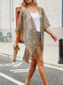 Damen Leopard Sommer Aufdecken Retro Leicht Strickjacke