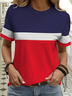 Damen Gestreift Kurzarm T-Shirts T-Shirt Rundhals Print Lässig Sommer T-Shirt mit Grafik Oberteile