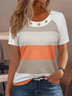 Damen Gestreift Kurzarm T-Shirts T-Shirt Rundhals Print Lässig Sommer T-Shirt mit Grafik Oberteile