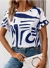Damen Abstrakt Kurzarm T-Shirts T-Shirt Rundhals Print Lässig Sommer T-Shirt mit Grafik Oberteile
