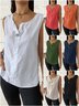 Damen Unifarben Ärmellos Bluse Sommer V-Ausschnitt Täglich Lässig Oberteile