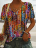 Damen Abstrakt Kurzarm T-Shirts T-Shirt V-Ausschnitt Print Lässig Sommer T-Shirt mit Grafik Oberteile