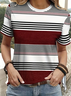 Damen Gestreift Kurzarm T-Shirts T-Shirt Rundhals Print Lässig Sommer T-Shirt mit Grafik Oberteile