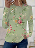 Damen Geblümt Langarm T-Shirts T-Shirt Rundhals Print Lässig Frühling/Herbst T-Shirt mit Grafik Oberteile