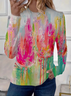 Damen Geblümt Langarm T-Shirts T-Shirt Rundhals Print Lässig Frühling/Herbst T-Shirt mit Grafik Oberteile