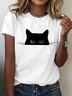Damen Tier Kurzarm T-Shirts T-Shirt Rundhals Lässig Sommer Oberteile