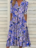Damen Geblümt Kurzarm Sommer Print Kleid V-Ausschnitt Täglich Lässig Maxikleid Passen & Flare Kleid H-Linie Kleid