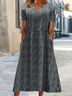 Damen Leopard Kurzarm Sommer Print Kleid V-Ausschnitt Täglich Lässig Maxikleid Passen & Flare Kleid H-Linie Kleid
