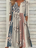 Damen Geblümt Kurzarm Sommer Print Kleid V-Ausschnitt Täglich Lässig Maxikleid Passen & Flare Kleid H-Linie Kleid