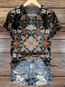 Damen Geblümt Kurzarm T-Shirts T-Shirt V-Ausschnitt Lässig Sommer T-Shirt mit Grafik Oberteile