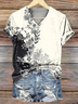Damen Geblümt Kurzarm T-Shirts T-Shirt V-Ausschnitt Print Lässig Sommer T-Shirt mit Grafik Oberteile