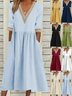 Damen Unifarben Halbarm Sommer Nahtverarbeitung Kleid V-Ausschnitt Täglich Lässig Maxikleid Passen & Flare Kleid A-Linien-Kleid