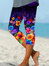 Damen Geblümt Caprihosen Elastische Taille Hose Lässig Sommer Hose