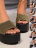 Golden Keilabsatz Steigerung Pantoletten für Damen Sommer Neu Dicker Boden Pailletten Netz Berühmtheit Fashion Lässig Pantolette