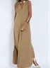 Damen Unifarben Ärmellos Sommer Nahtverarbeitung Kleid V-Ausschnitt Täglich Lässig Maxikleid Passen & Flare Kleid A-Linien-Kleid