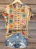 Damen Geblümt Kurzarm T-Shirts T-Shirt V-Ausschnitt Print Lässig Sommer T-Shirt mit Grafik Oberteile