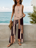 Damen Geometrisch Print Zweiteiliges Set Täglich Ärmellos Lässig Sommer Bluse mit Hose Matching Set