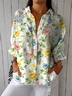Damen Geblümt Dreiviertelärmel Bluse Frühling/Herbst Print Hemdkragen Täglich Lässig Oberteile