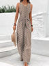 Damen Geometrisch V-Ausschnitt Ärmellos Retro Sommer Jumpsuit