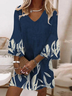 Damen Abstrakt Halbarm Sommer Print Kleid V-Ausschnitt Täglich Lässig Maxikleid H-Linie Kleid