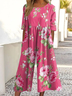 Damen Geblümt Rundhals Kurzarm Lässig Sommer Jumpsuit