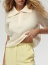 Damen Unifarben Kurzarm T-Shirts T-Shirt Schalkragen Schnalle Lässig Sommer Oberteile