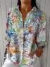 Damen Geblümt Dreiviertelärmel Bluse Frühling/Herbst Print Hemdkragen Täglich Lässig Oberteile