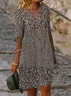 Damen Geblümt Halbarm Sommer Print Kleid V-Ausschnitt Täglich Lässig Mini Etuikleid H-Linie Kleid