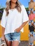 Damen Unifarben Halbarm T-Shirts T-Shirt Rundhals Nahtverarbeitung Lässig Sommer Oberteile