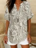 Damen Geblümt Kurzarm Bluse Sommer Print V-Ausschnitt Täglich Lässig Oberteile