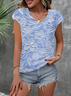 Damen Geblümt Kurzarm T-Shirts T-Shirt V-Ausschnitt Print Lässig Sommer T-Shirt mit Grafik Oberteile