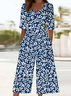 Damen Geblümt V-Ausschnitt Halbarm Lässig Sommer Jumpsuit