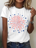 Damen Flagge Kurzarm T-Shirts T-Shirt Rundhals Lässig Sommer Oberteile
