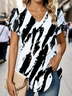Damen Abstrakt Kurzarm T-Shirts T-Shirt V-Ausschnitt Print Lässig Sommer T-Shirt mit Grafik Oberteile