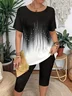 Damen Abstrakt Kurzarm T-Shirts T-Shirt Rundhals Lässig Sommer T-Shirt mit Grafik Oberteile