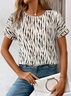 Damen abstrakte Streifen Kurzarm T-Shirts T-Shirt Rundhals Print Lässig Sommer T-Shirt mit Grafik Oberteile