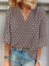 Damen Geometrisch Dreiviertelärmel Bluse Frühling/Herbst Print V-Ausschnitt Täglich Lässig Oberteile