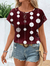 Damen Polka Dots Kurzarm T-Shirts T-Shirt Rundhals Print Lässig Sommer T-Shirt mit Grafik Oberteile