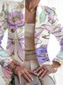 Damen Geblümt Frühling/Herbst Oberbekleidung Retro Print Langarm Schalkragen Regelmäßig Blazer