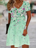 Damen Geblümt Kurzarm Sommer Kleid V-Ausschnitt Täglich Lässig Midi Passen & Flare Kleid A-Linien-Kleid