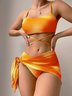 Batik Bikini Badeanzug Damen Farbverlauf Farbe Mesh Rock Split Bikini Badeanzug Dreiteilig Set