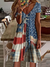 Damen Tag der Unabhängigkeit (Flagge) Kurzarm Sommer Print Kleid V-Ausschnitt Täglich Lässig Midi Klassisch A-Linien-Kleid