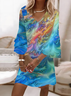 Damen Abstrakt Halbarm Sommer Print Kleid V-Ausschnitt Täglich Lässig Maxikleid H-Linie Kleid